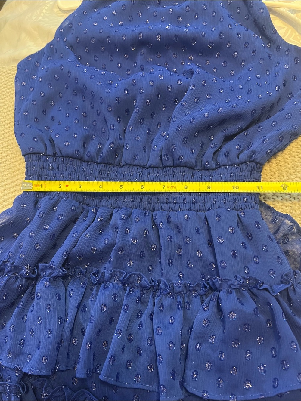 MSK Cobalt Blue Sleeveless Dress With Ruffled Collar And Tiered Ruffled Skirt - Picture 14 of 14